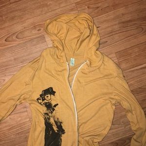 Yellow Hood Zip Up Otter with hat and glasses